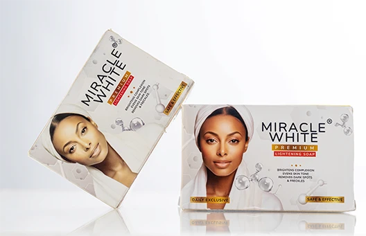 Glow begins with a clean bath. Miracle White Soap gently cleanses, refreshes, and helps fade blemishes. 2